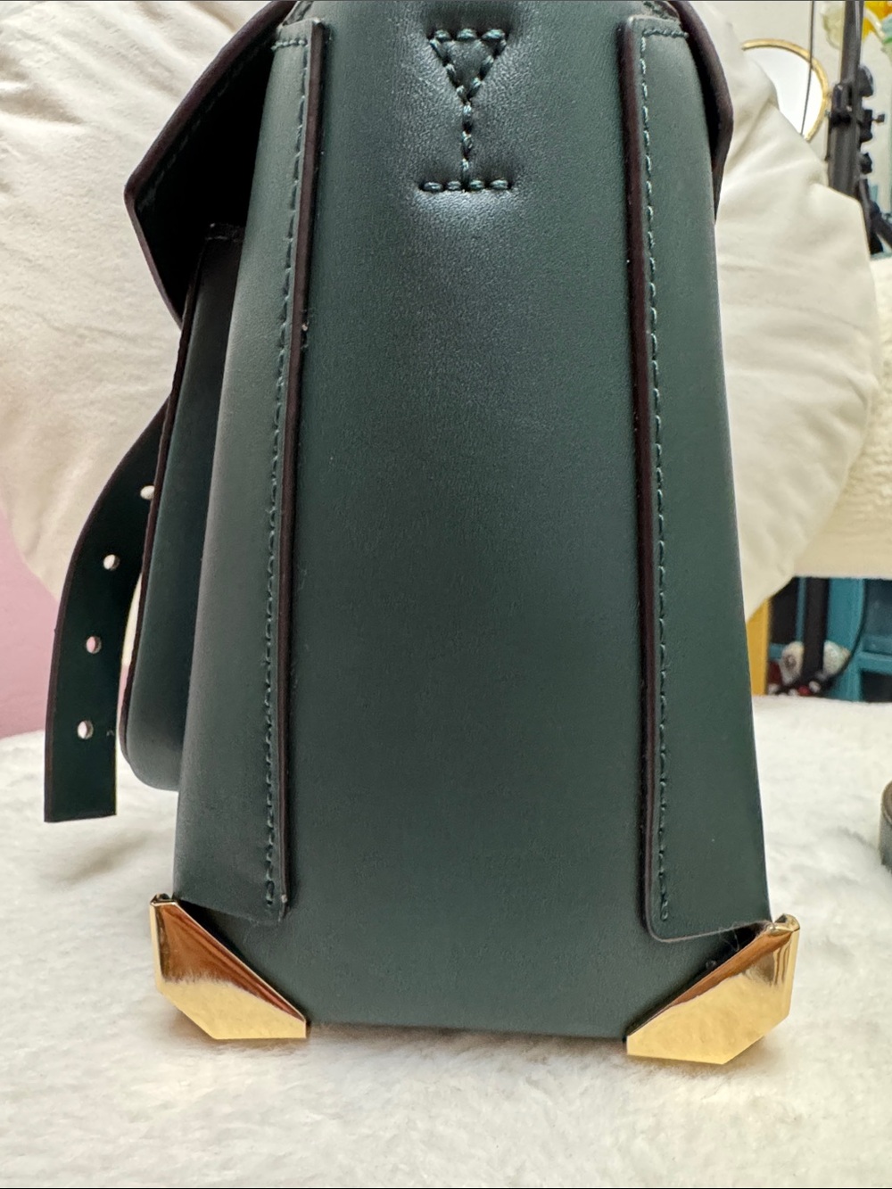 Michael Kors Forest Green Monogram Satchel with Gold Hardware - Picture 6 of 10
